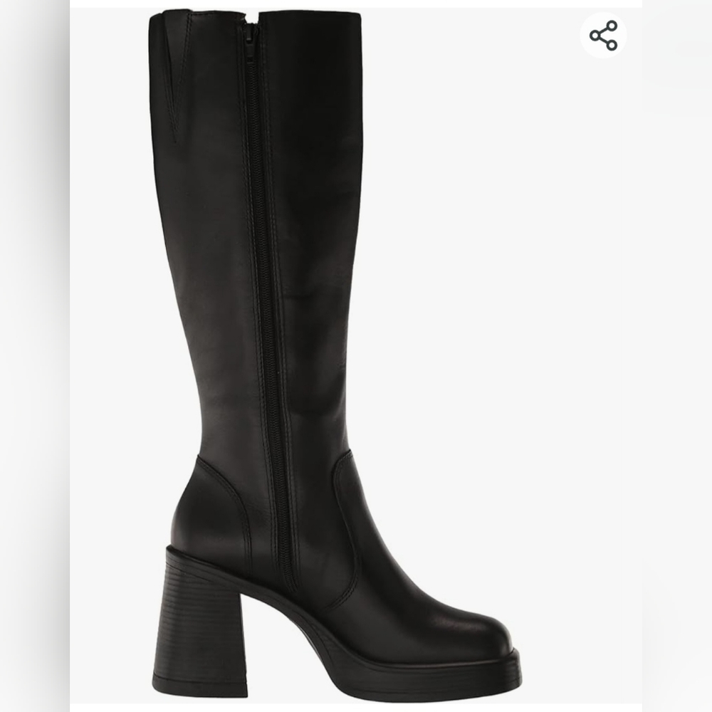 Steve Madden Black Over-the-Knee Platform Block Heel Boots - Picture 4 of 12